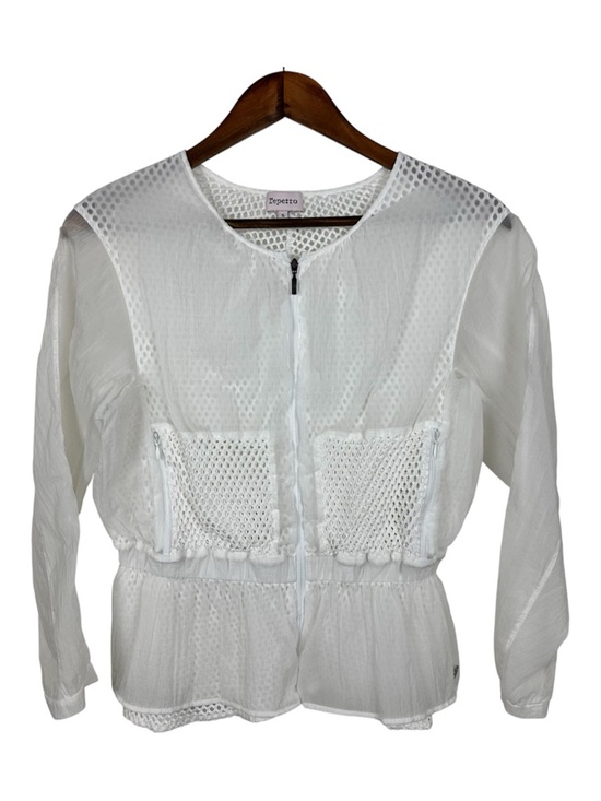 Repetto Jackets & Blazers - Repetto Sheer Mesh Peplum Zip Jacket White Balletcore Lightweight
